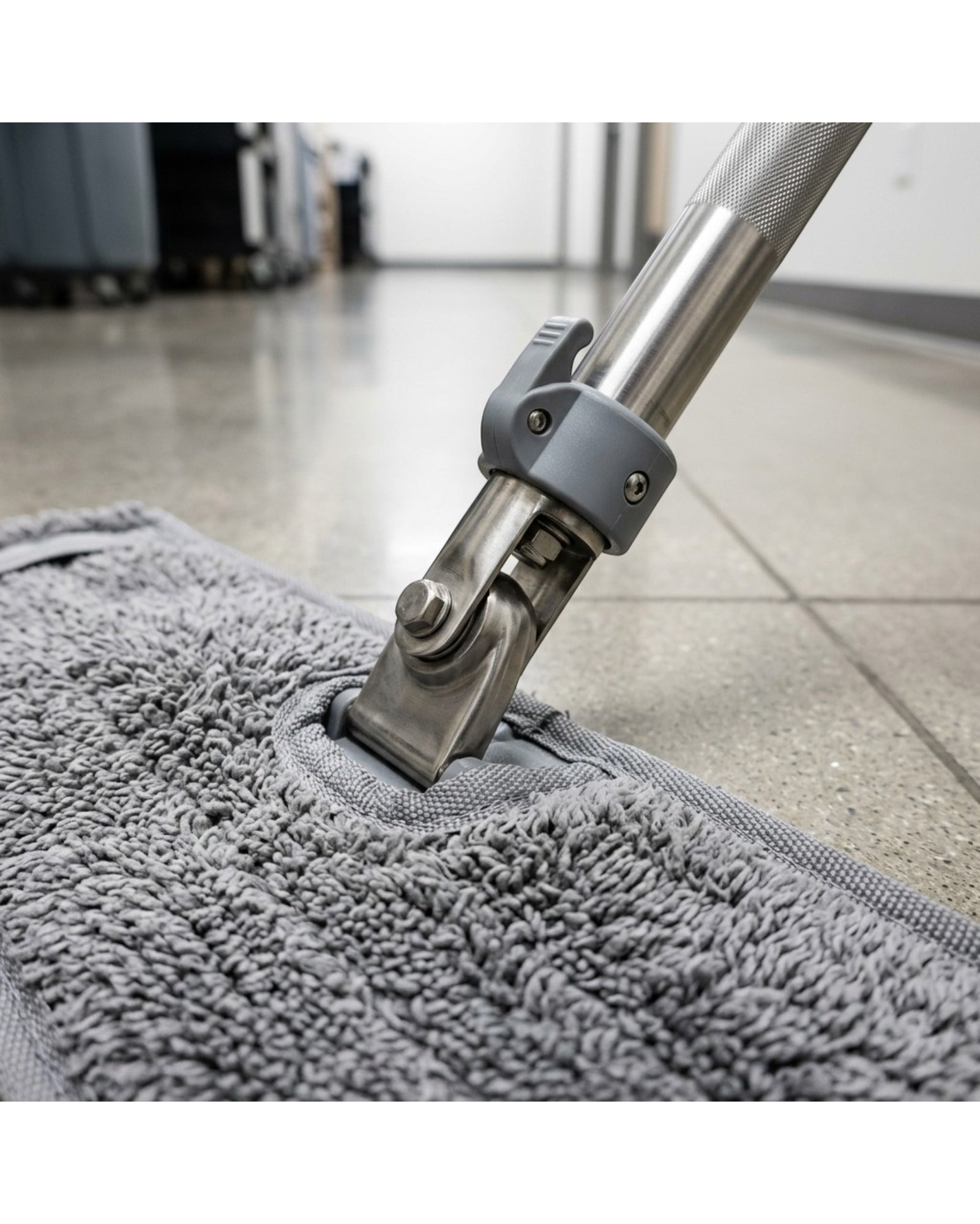 Wcwo Microfiber Flat Mop Stainless Steel Handle 16 in Gray
