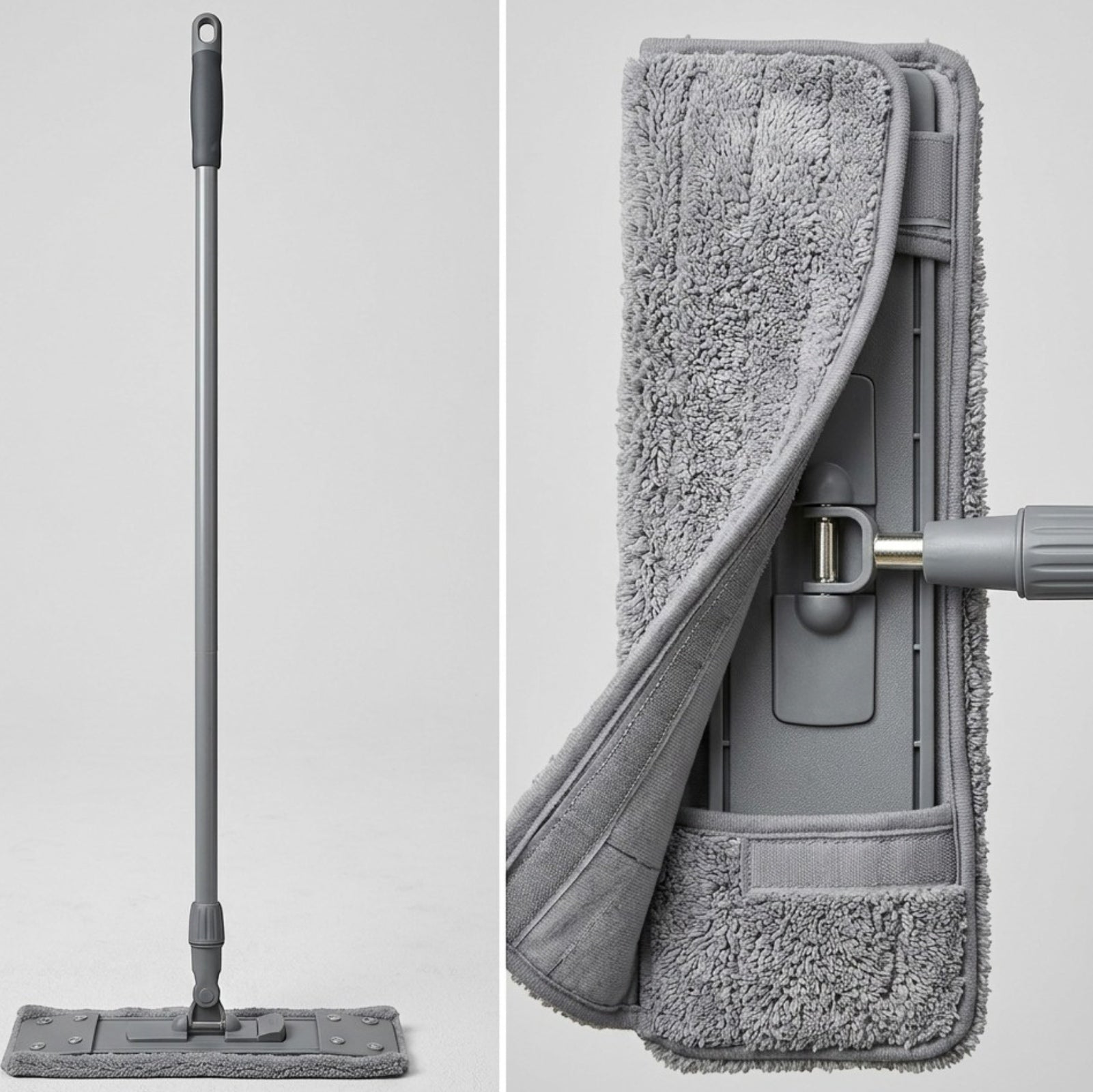 Wcwo Microfiber Flat Mop Stainless Steel Handle 16 in Gray