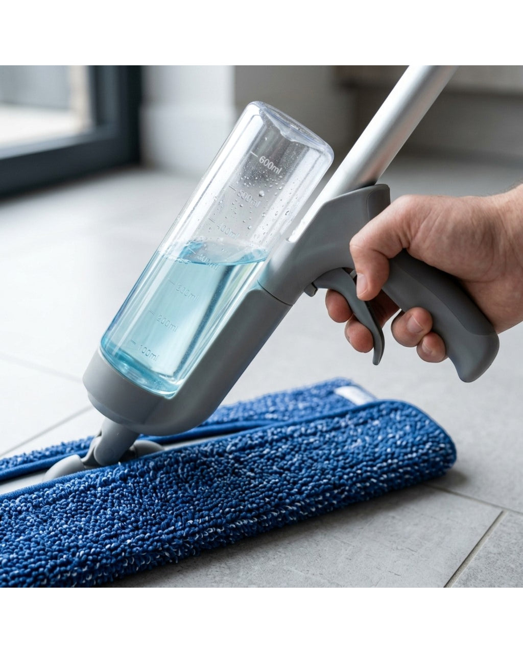 Wcwo Spray Mop Refillable Bottle Microfiber Pad 15 in Blue