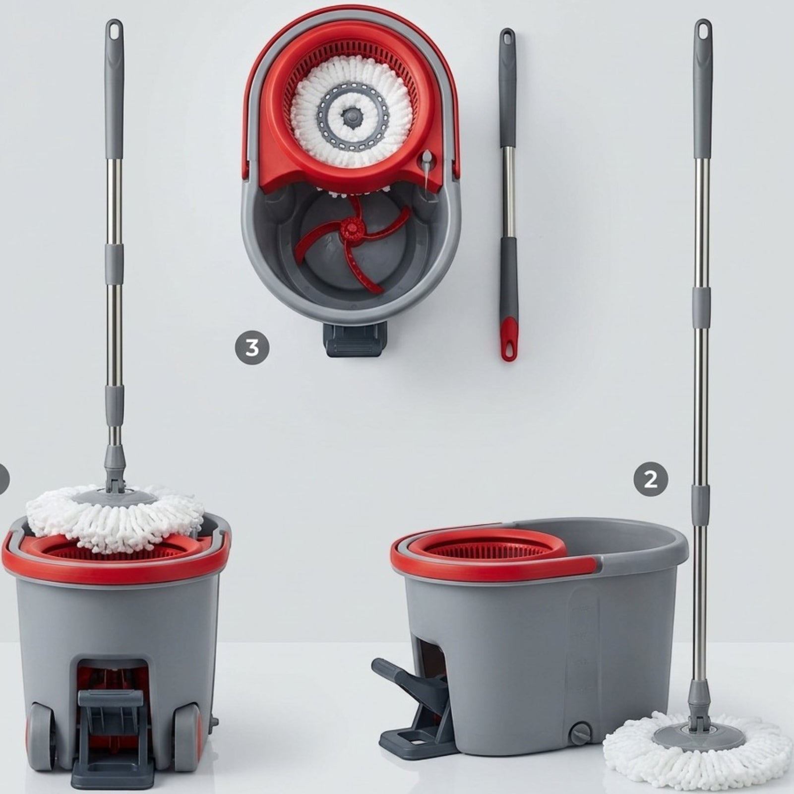 Wcwo Spin Mop Bucket Set Stainless Steel Wringer Gray