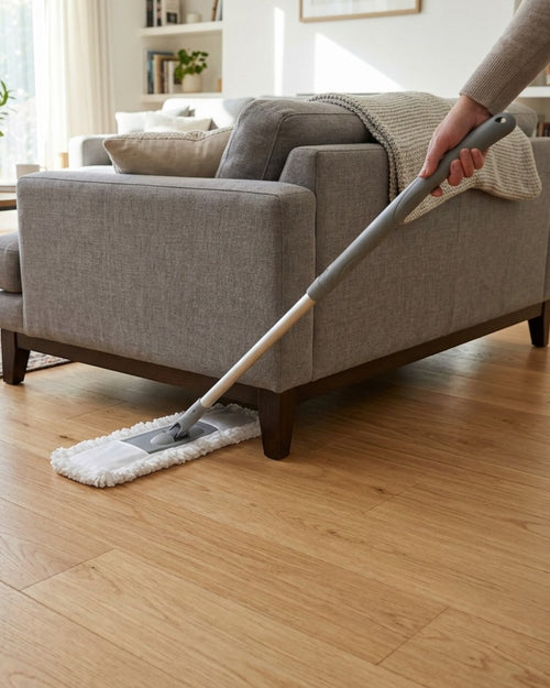 Wcwo Dust Mop Microfiber Head Telescopic Handle 18 in White