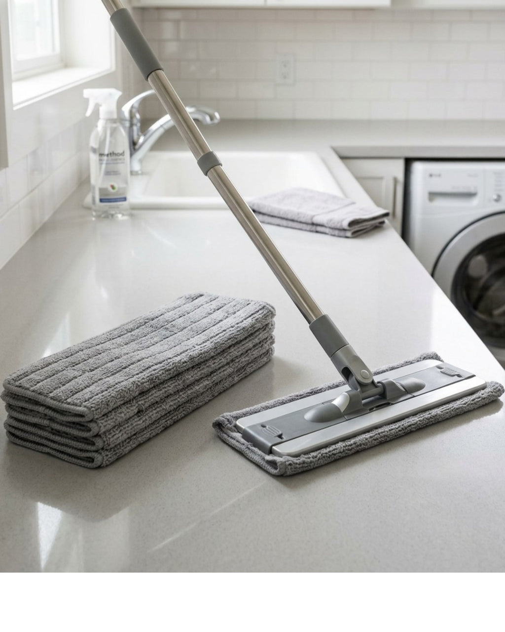 Wcwo Floor Mop Replacement Pads Microfiber 4-Pack Gray