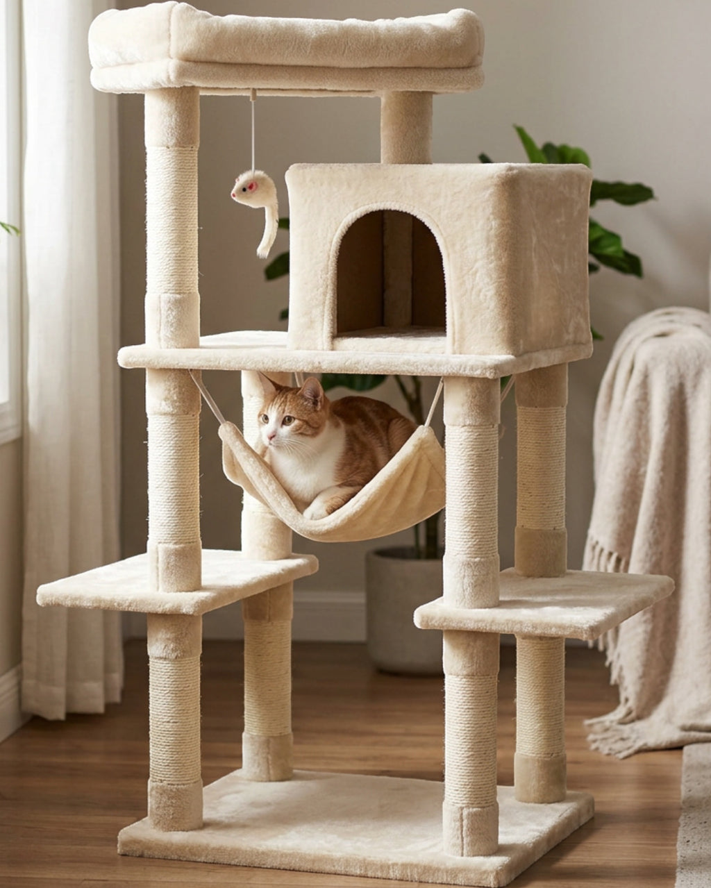 Wcwo Cat Activity Tree Cream Condo Hammock 48 in