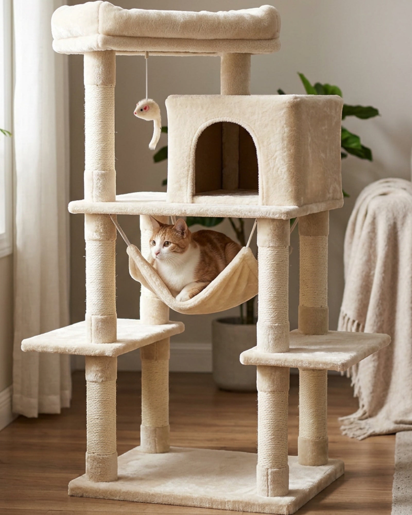 Wcwo Cat Activity Tree Cream Condo Hammock 48 in